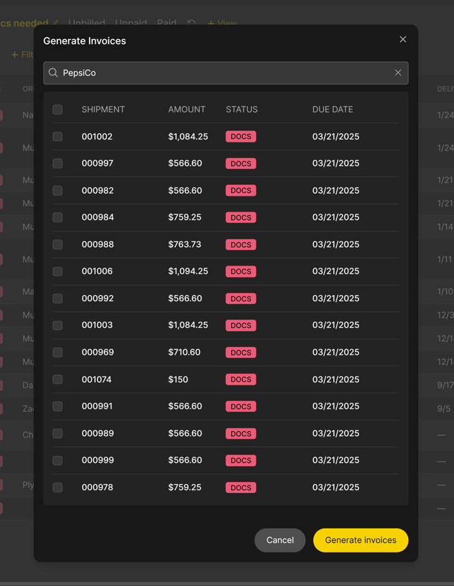 Generate Batch Invoices