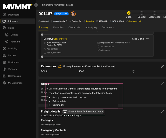 loadsure missing sections